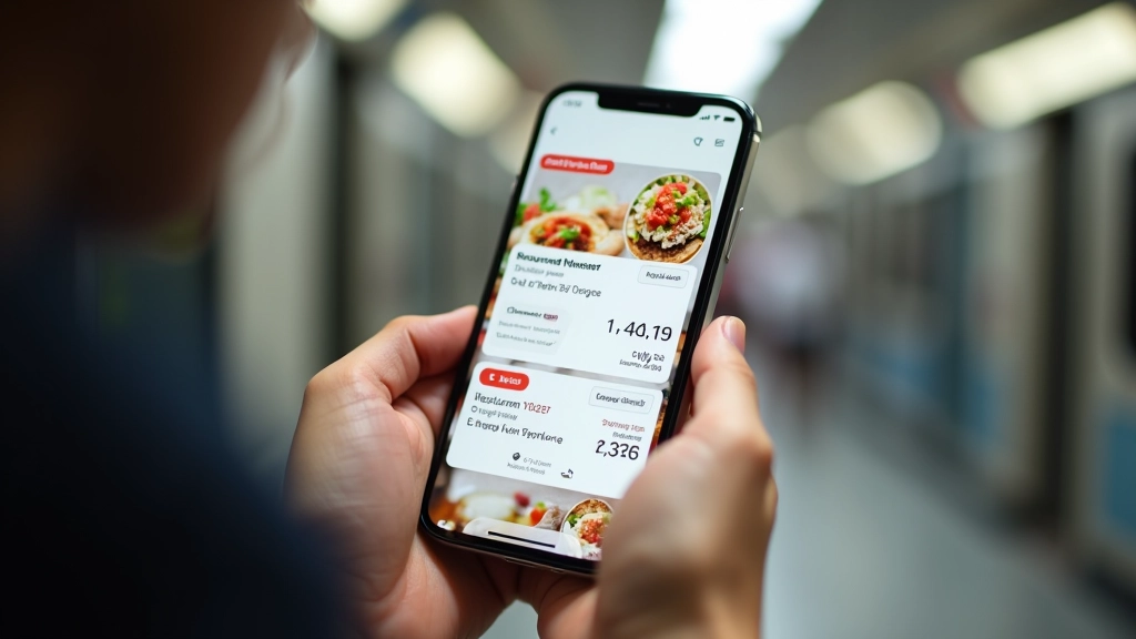 Food delivery app with scannable card layout for quick browsing
