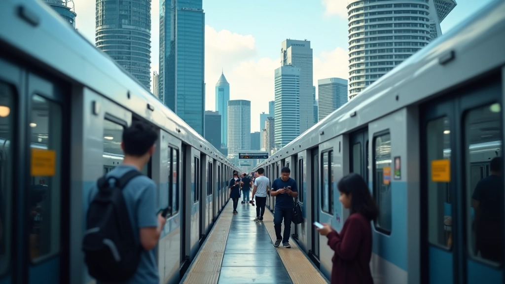 Singapore urban commuters using mobile devices during transit