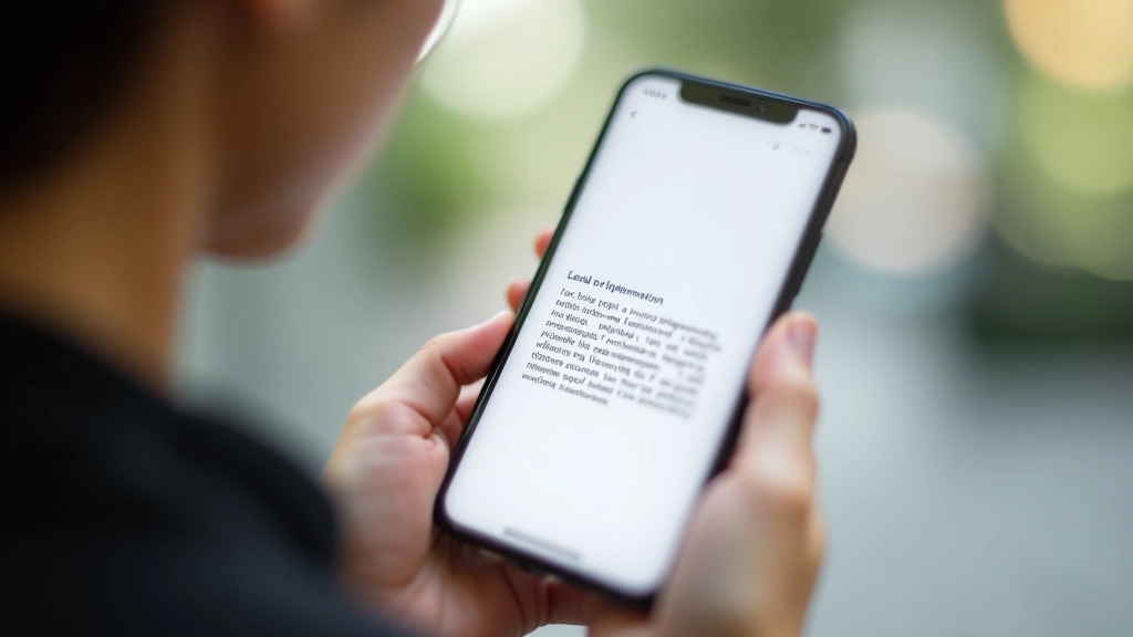 Close-up of smartphone screen showing clear typography with readable text, good line spacing, and high contrast between text and background