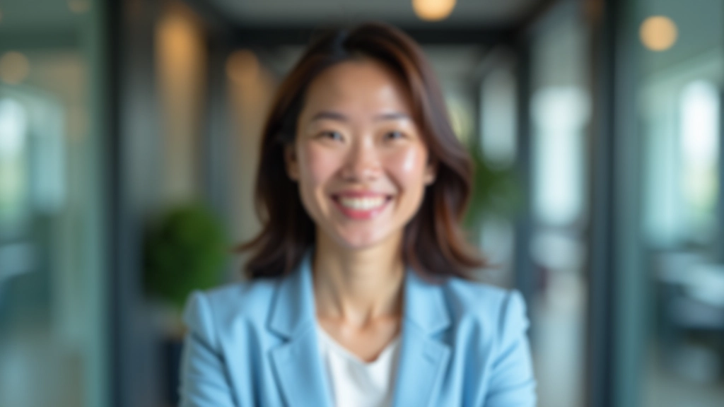 Portrait of Priya, a professional woman in business casual attire